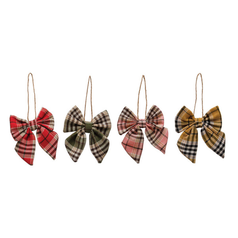 "4-3/4""H Plaid Fabric Bow" - CREATIVE COOP - Compralo en CorinneRegalos.com