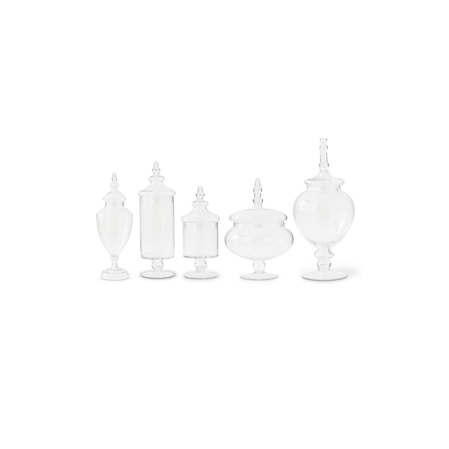 SET OF 5 GLASS JARS WITH LIDS - K&K INTERIORS - Compralo en CorinneRegalos.com