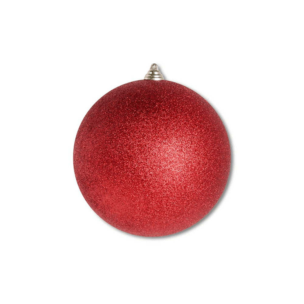 7.5 INCH RED GLITTERED SHATTERPROOF ROUND ORNAMENT - Disponible en Corinne Regalos