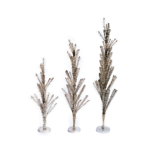 Set of 3 Pewter Tinsel Trees w/Beaded Tips (Grad - Disponible en Corinne Regalos