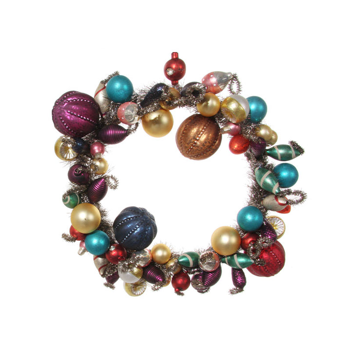 Glass ornament wreath w/tinsel colored 3 - Disponible en Corinne Regalos
