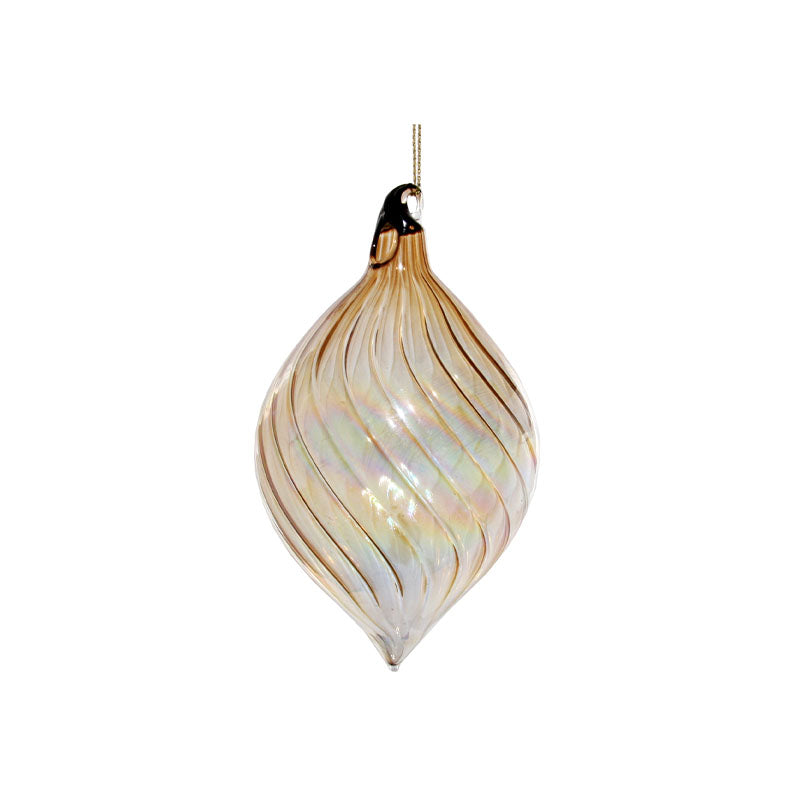 Glass drop lined iridescent brown 12cm - Disponible en Corinne Regalos