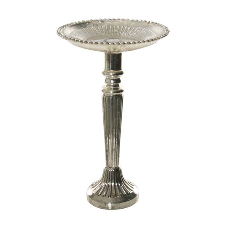 "Glass plate dotted edge on stand antique silver d20;h35cm" - SHISHI - Compralo en CorinneRegalos.com