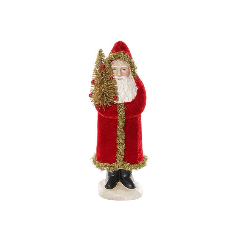 Santa with golden tree red 22cm - Disponible en Corinne Regalos