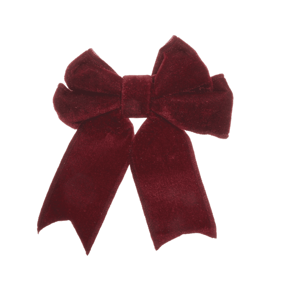 VELVET BOW BURGUNDY W/CLIP 20CM - Disponible en Corinne Regalos