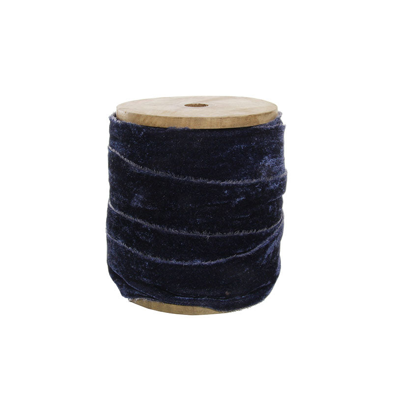 Frayed velvet 50 mm blue 25m roll - Disponible en Corinne Regalos