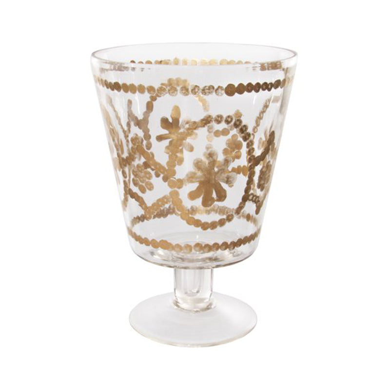 "Glass vase clear with cut gold garland design d11,5;h16,5cm" - SHISHI - Compralo en CorinneRegalos.com