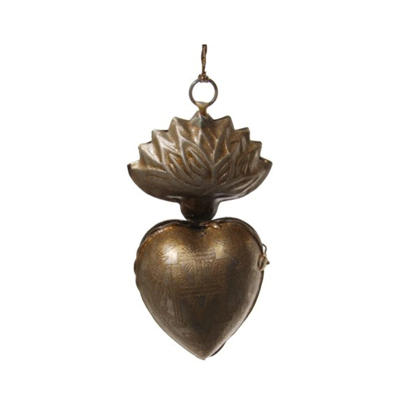 Metal burning heart ornament antique silver 9cm - SHISHI - Compralo en CorinneRegalos.com