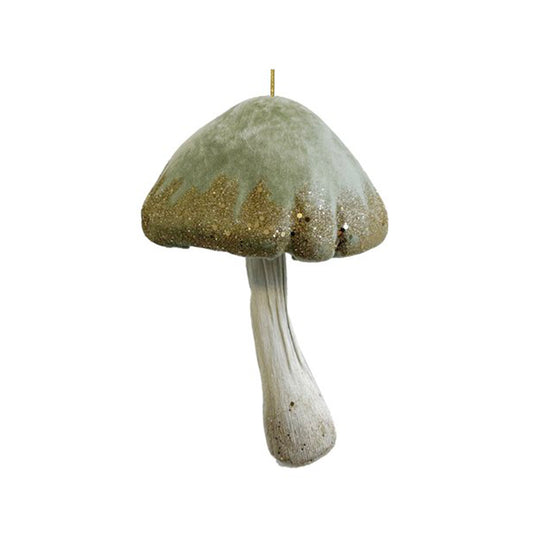 Velvet mushroom ornament green with gold glitter 25cm - SHISHI - Compralo en CorinneRegalos.com