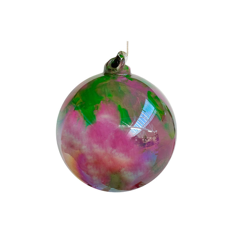 Glass ball green lustered pink marbled 1 - SHISHI - Compralo en CorinneRegalos.com