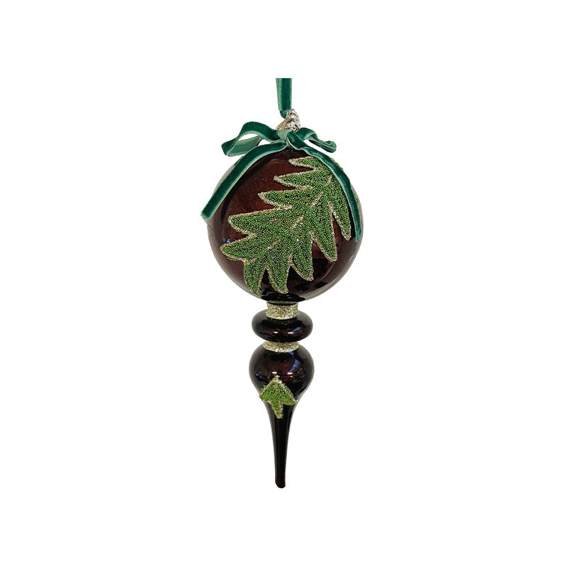 Glass finial antique red beaded green tr - Disponible en Corinne Regalos