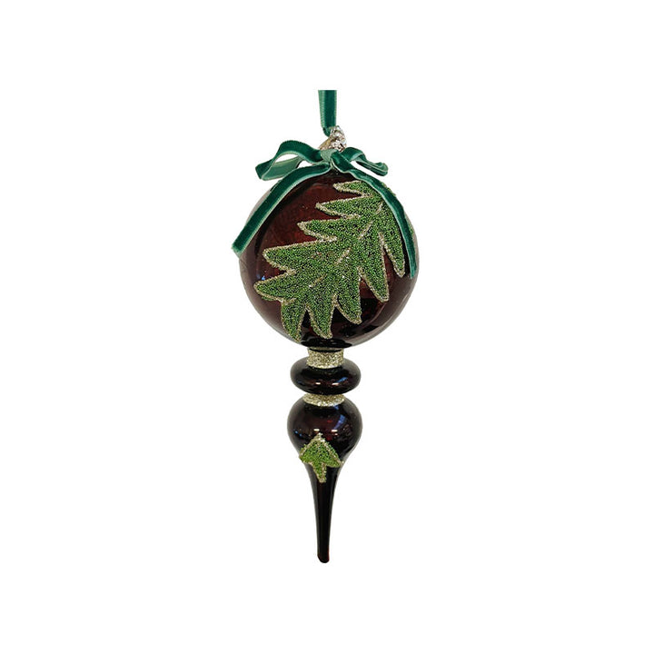 Glass finial antique red beaded green tr - Disponible en Corinne Regalos