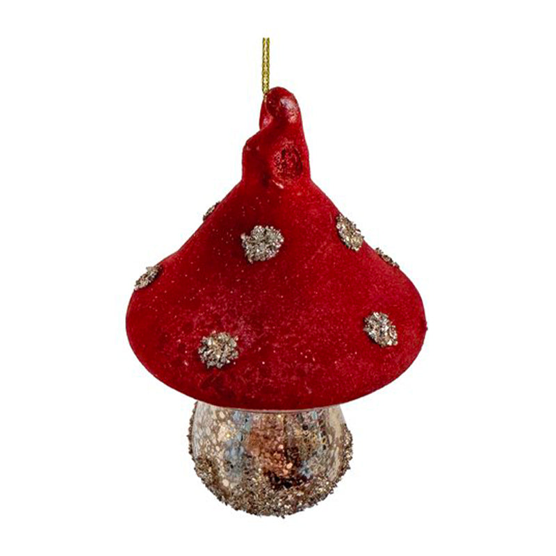 GLASS FLY MUSHROOM BURGUNDY FLOCKED 8,5CM - SHISHI - Compralo en CorinneRegalos.com