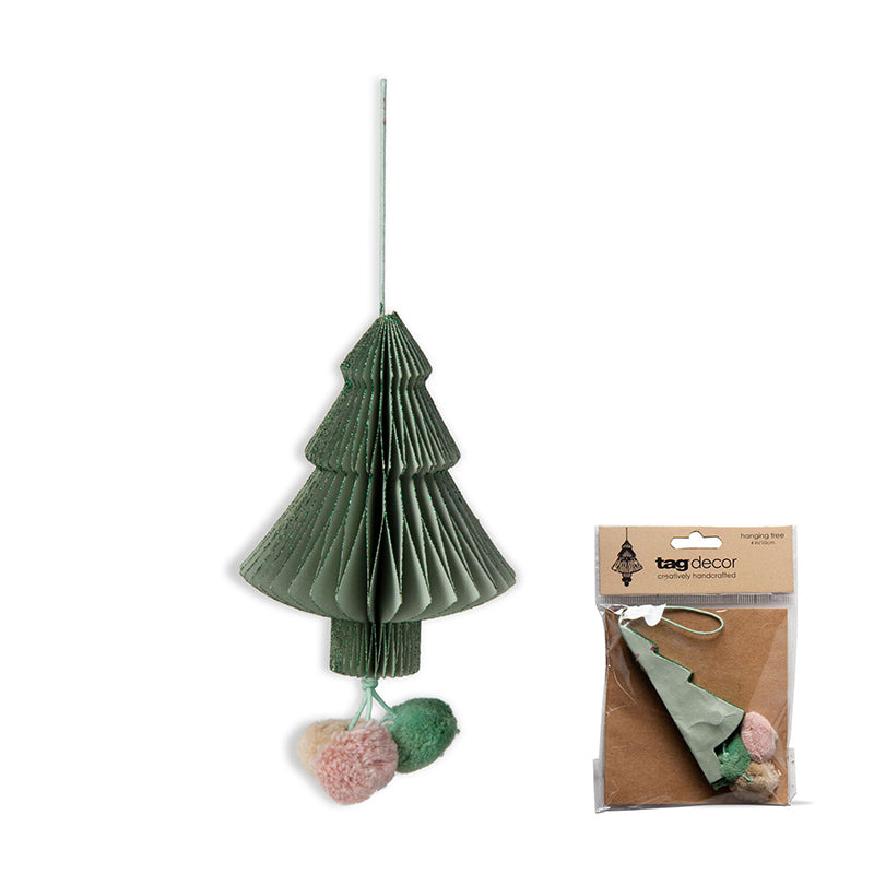 adorno de pom pom de árbol de papel - TAG - Compralo en CorinneRegalos.com