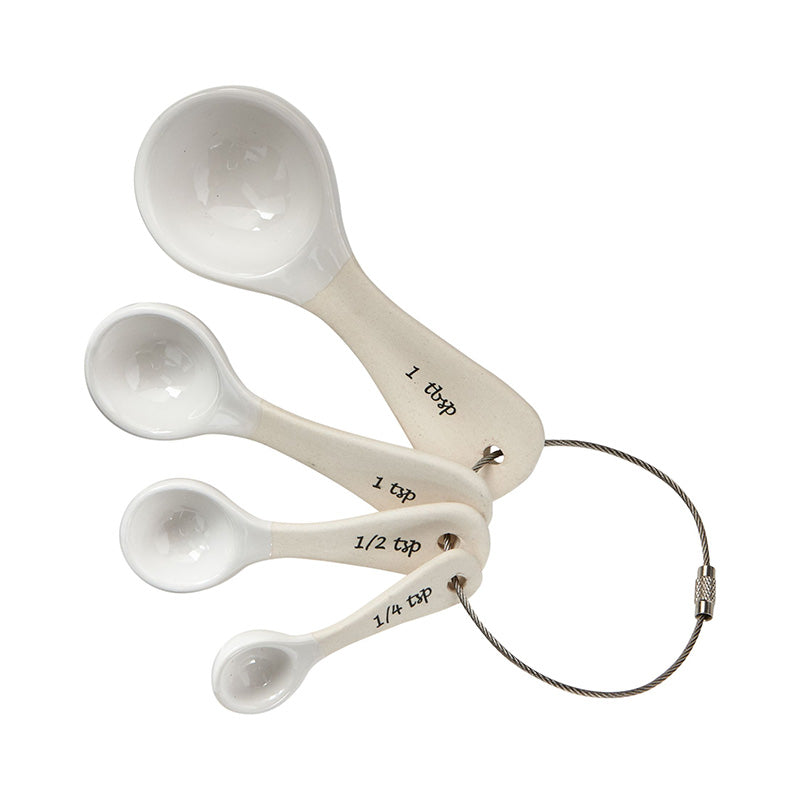 JUEGO DE CUCHARAS MEDIDORAS DE GRES CON ANILLO DE ACERO INOXIDABLE - TAG - Compralo en CorinneRegalos.com